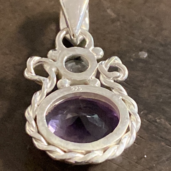 Amethyst Blue Topaz Sterling Silver Pendant - Picture 3 of 3